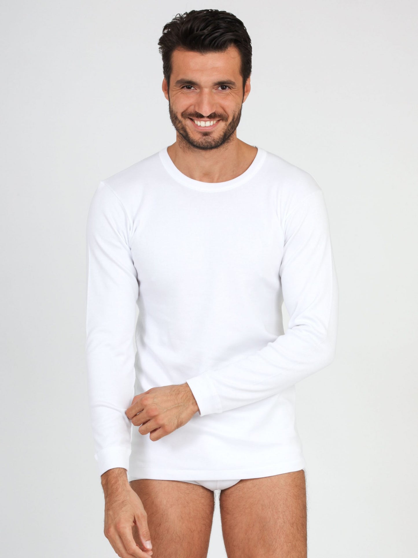 Long sleeve crew-neck t-shirt - Made in Italy - FLEECE COTTON