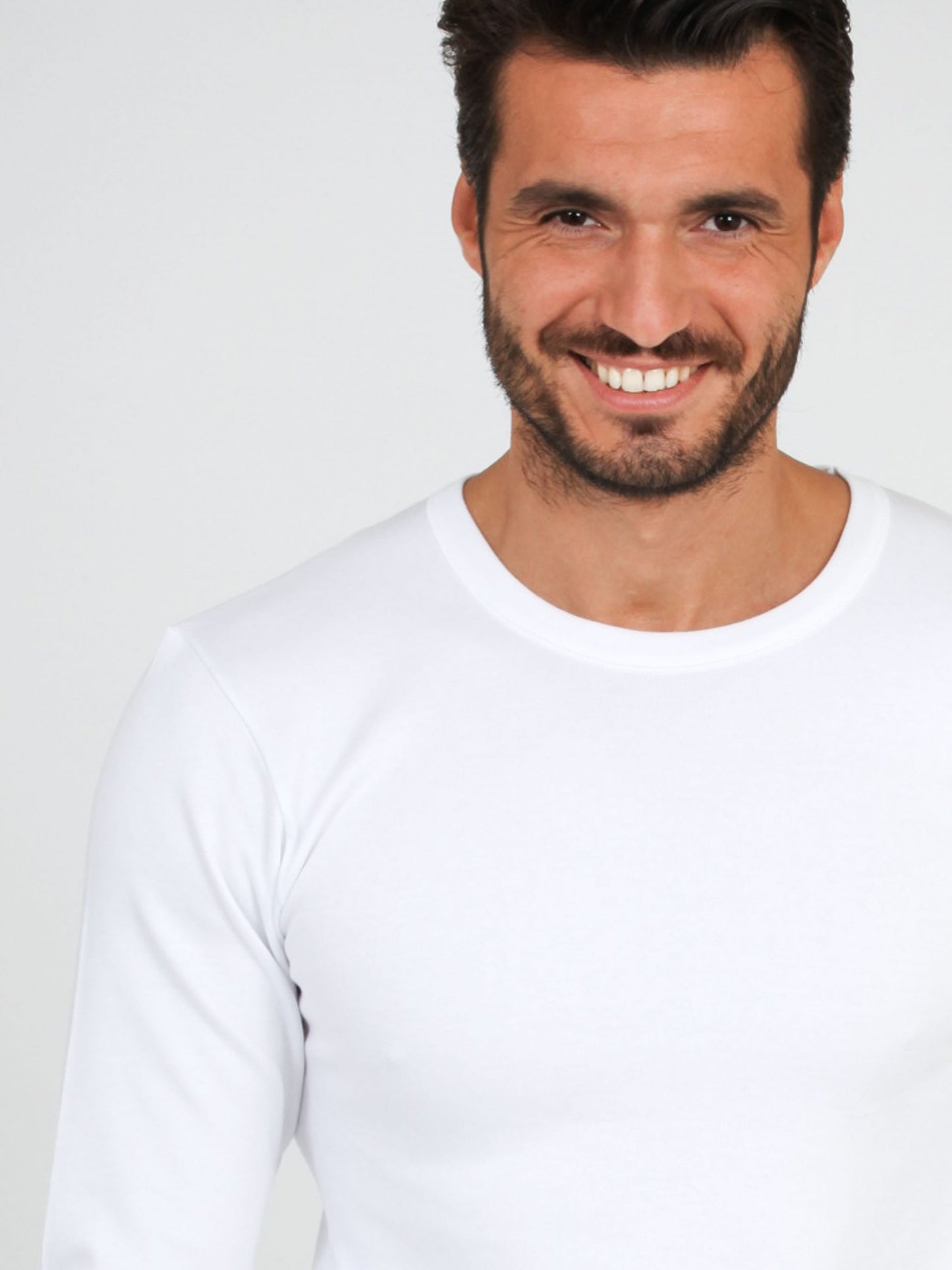 Long sleeve crew-neck t-shirt - Made in Italy - FLEECE COTTON