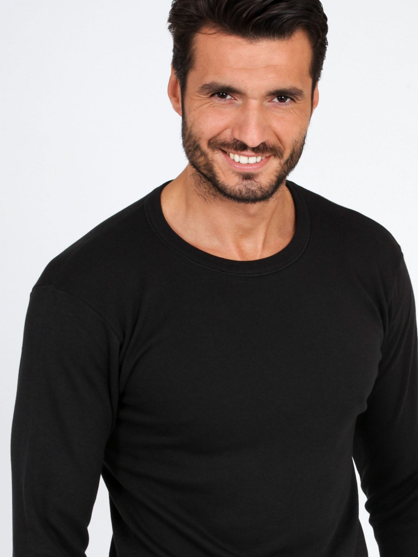 Long sleeve crew-neck t-shirt - Made in Italy - FLEECE COTTON