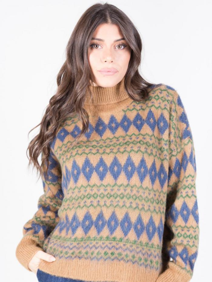 Maglione in misto lana motivo geometrico
