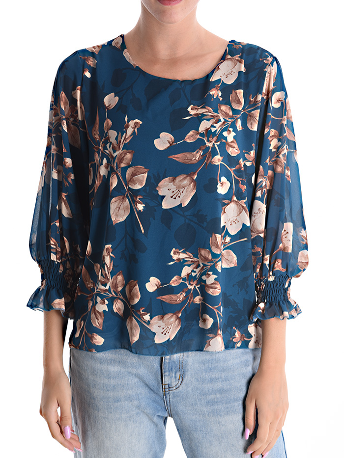 Blusa stampata con fodera in viscosa
