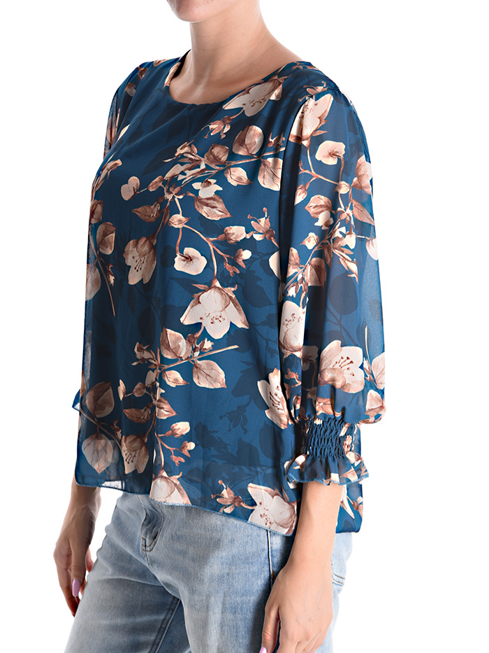 Blusa stampata con fodera in viscosa