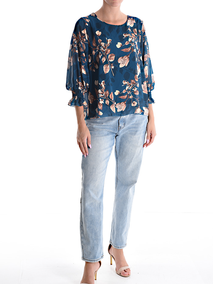 Blusa stampata con fodera in viscosa