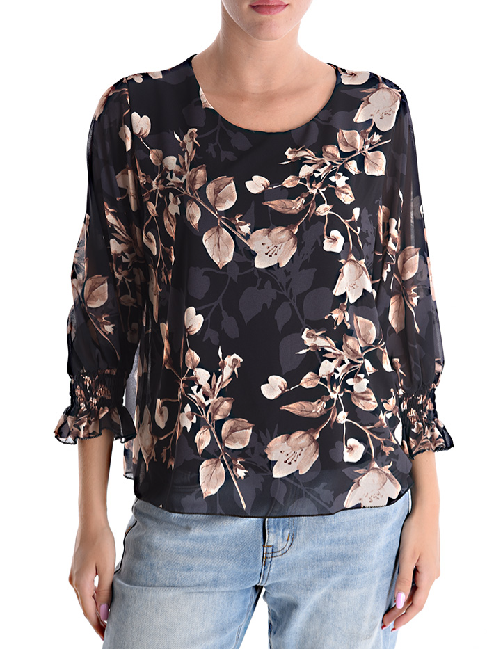 Blusa stampata con fodera in viscosa