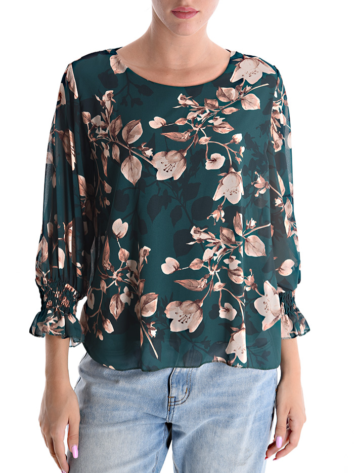 Blusa stampata con fodera in viscosa