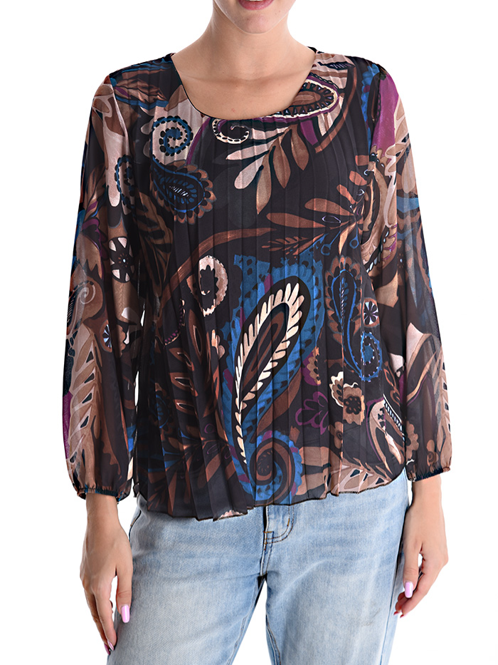 Blusa plissè foderata in viscosa