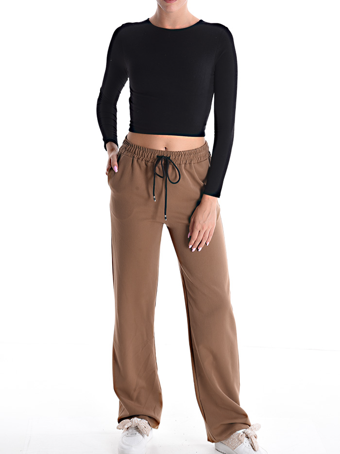 Pantaloni in viscosa elaticizzata con culisse in vita