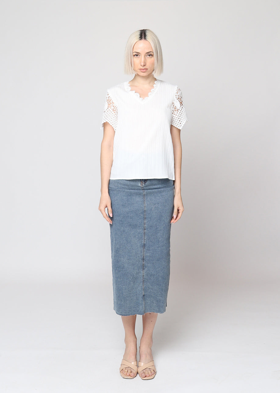 Short sleeve lace blouse