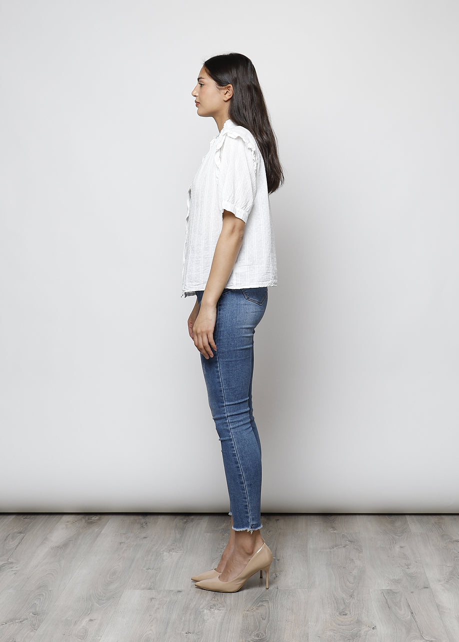 Blusa aperta con bottoni in 100% cotone