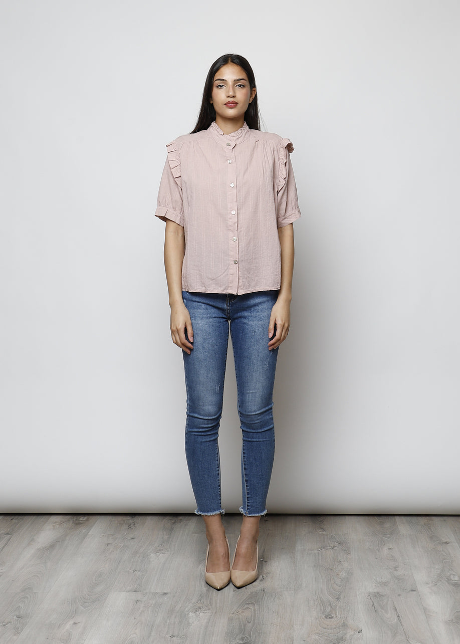 Blusa aperta con bottoni in 100% cotone
