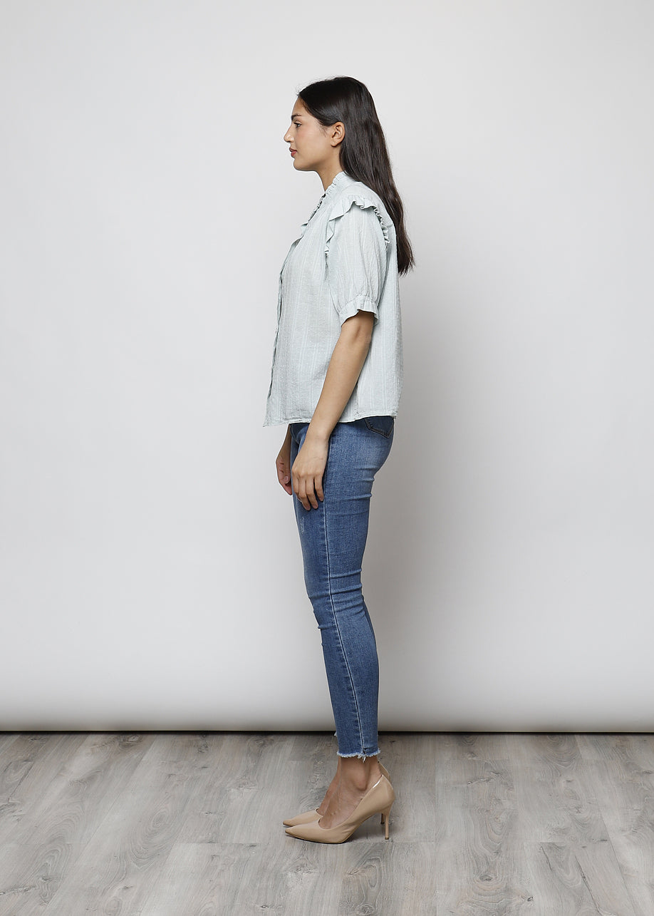 Blusa aperta con bottoni in 100% cotone