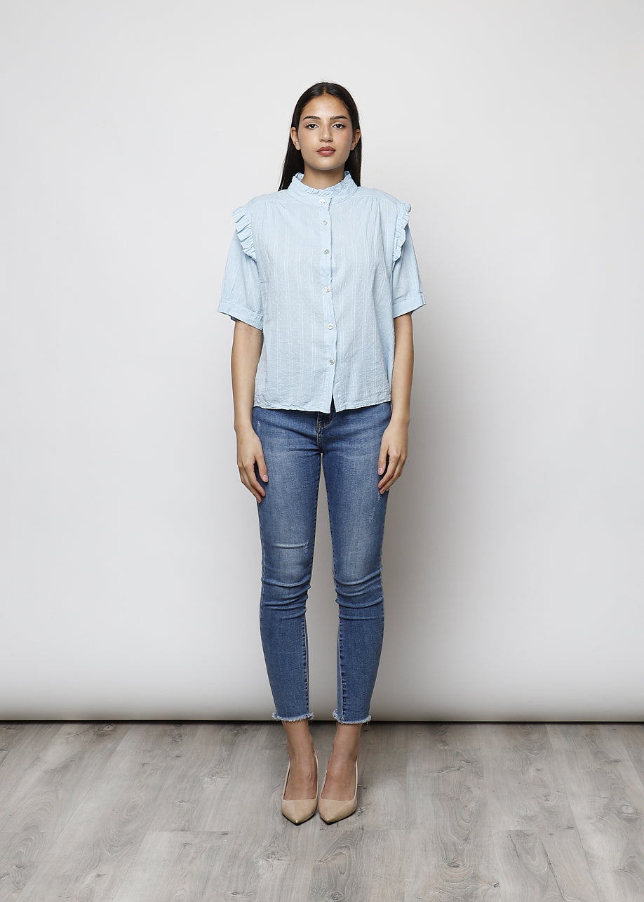 Blusa aperta con bottoni in 100% cotone