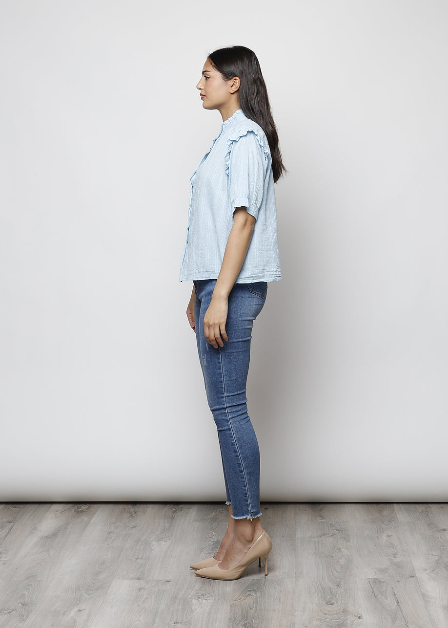 Blusa aperta con bottoni in 100% cotone