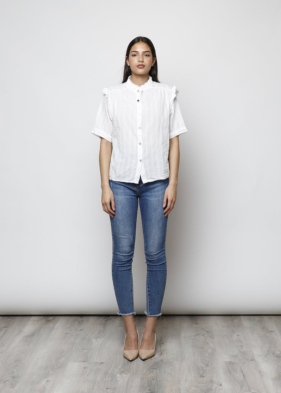 Blusa aperta con bottoni in 100% cotone