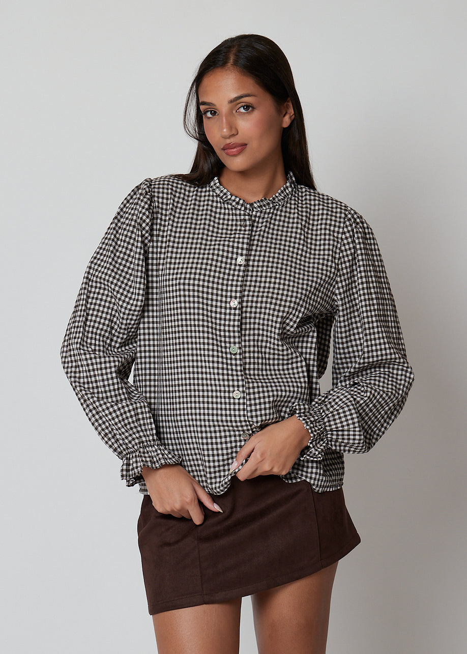 Camicia in cotone elasticizzato a quadretti - 300035