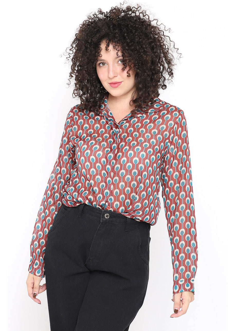 Camicia stampa geometrica con lurex