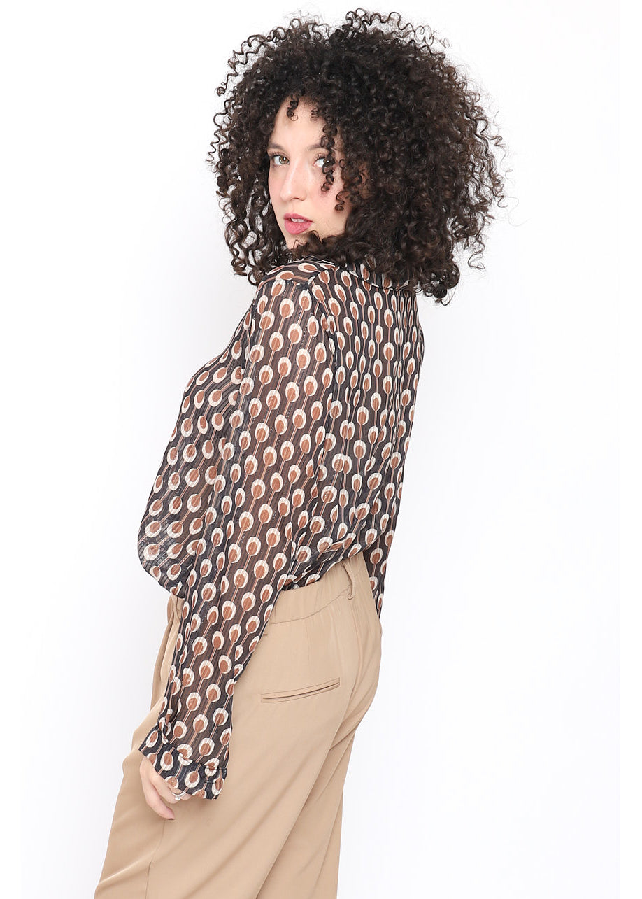 Camicia stampa geometrica con lurex