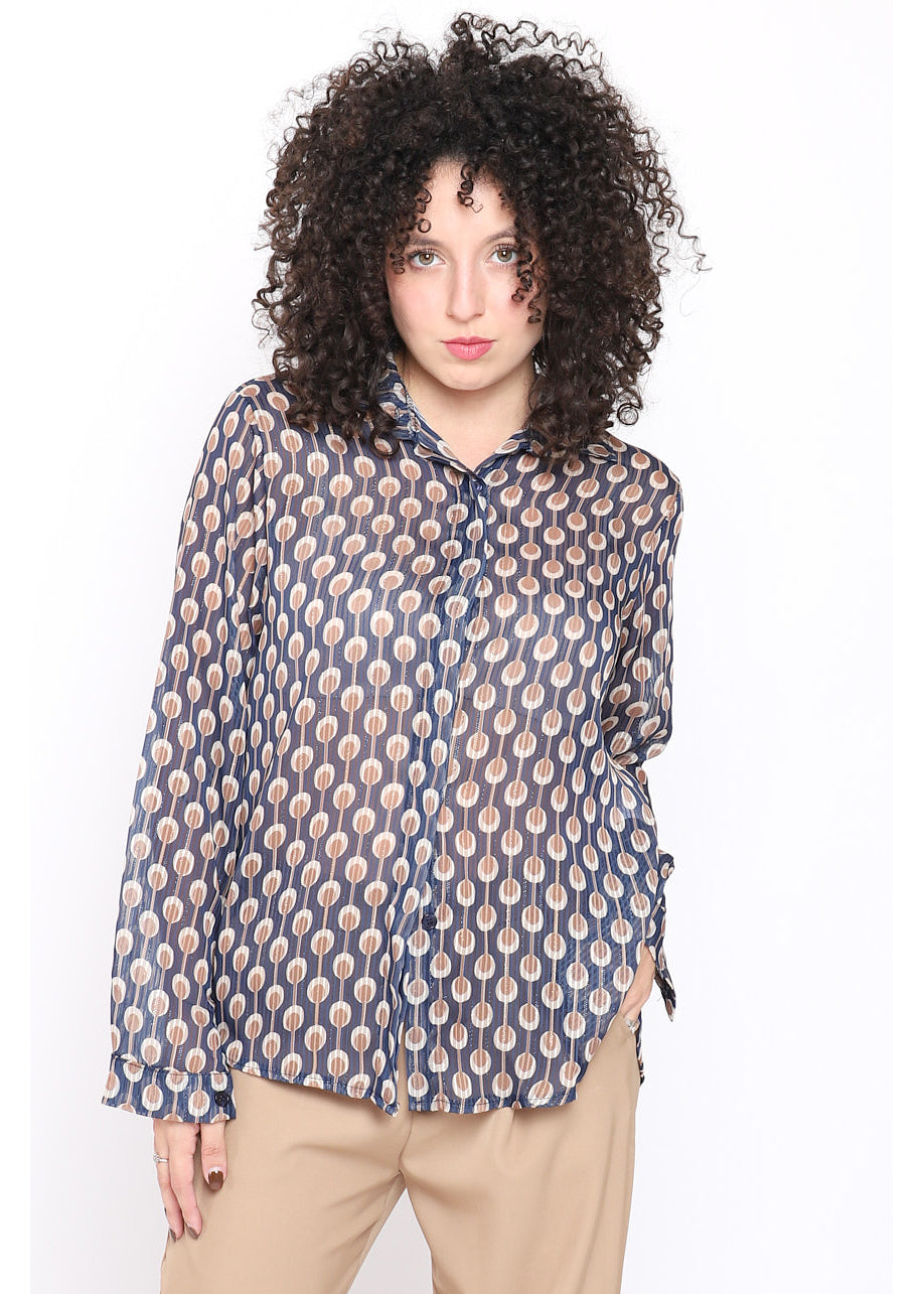 Camicia stampa geometrica con lurex