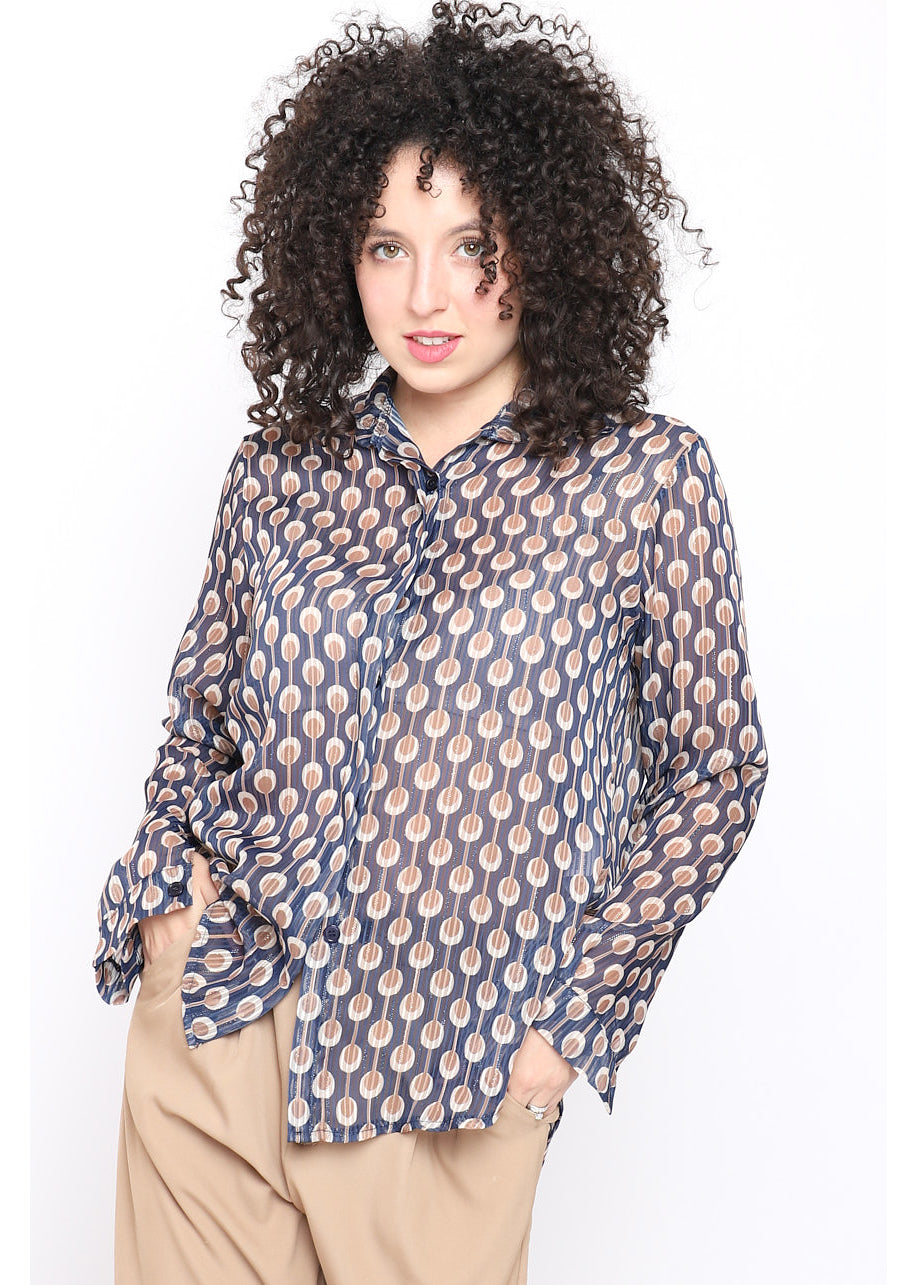 Camicia stampa geometrica con lurex