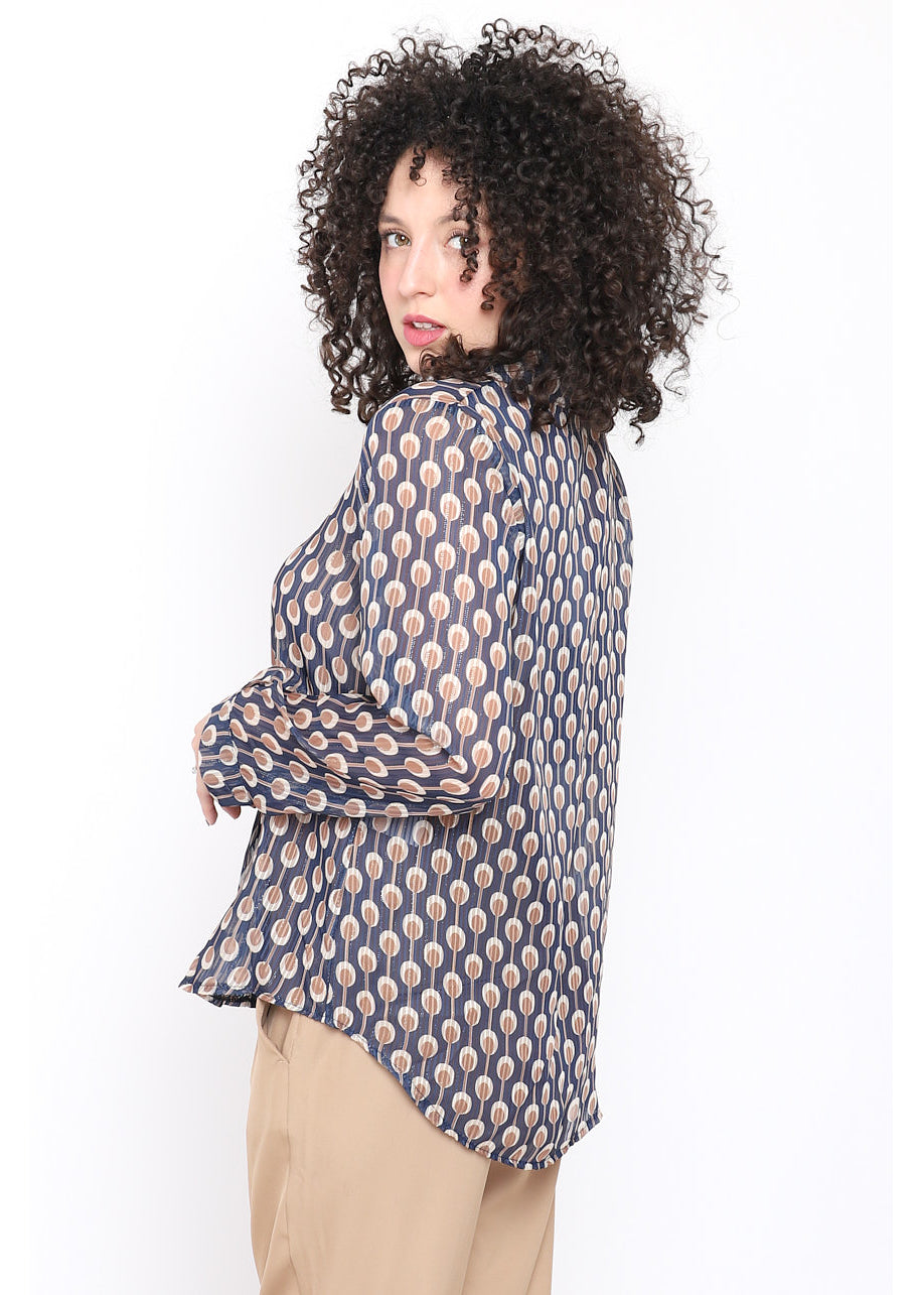 Camicia stampa geometrica con lurex