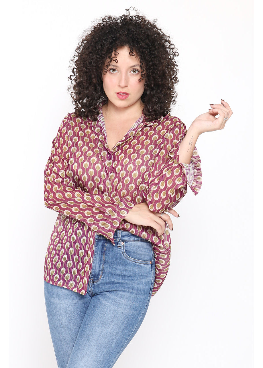 Camicia stampa geometrica con lurex