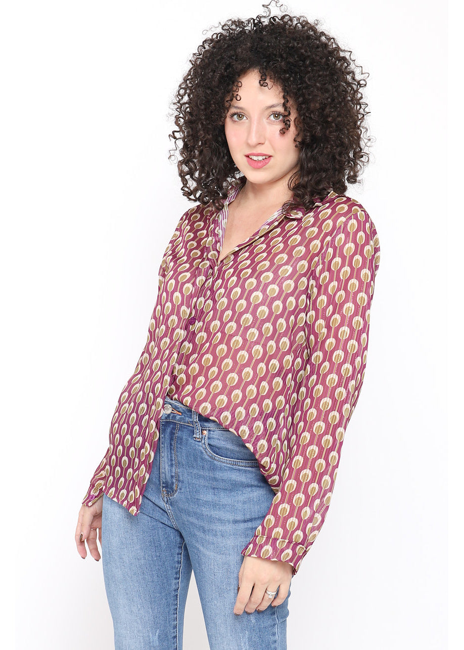 Camicia stampa geometrica con lurex
