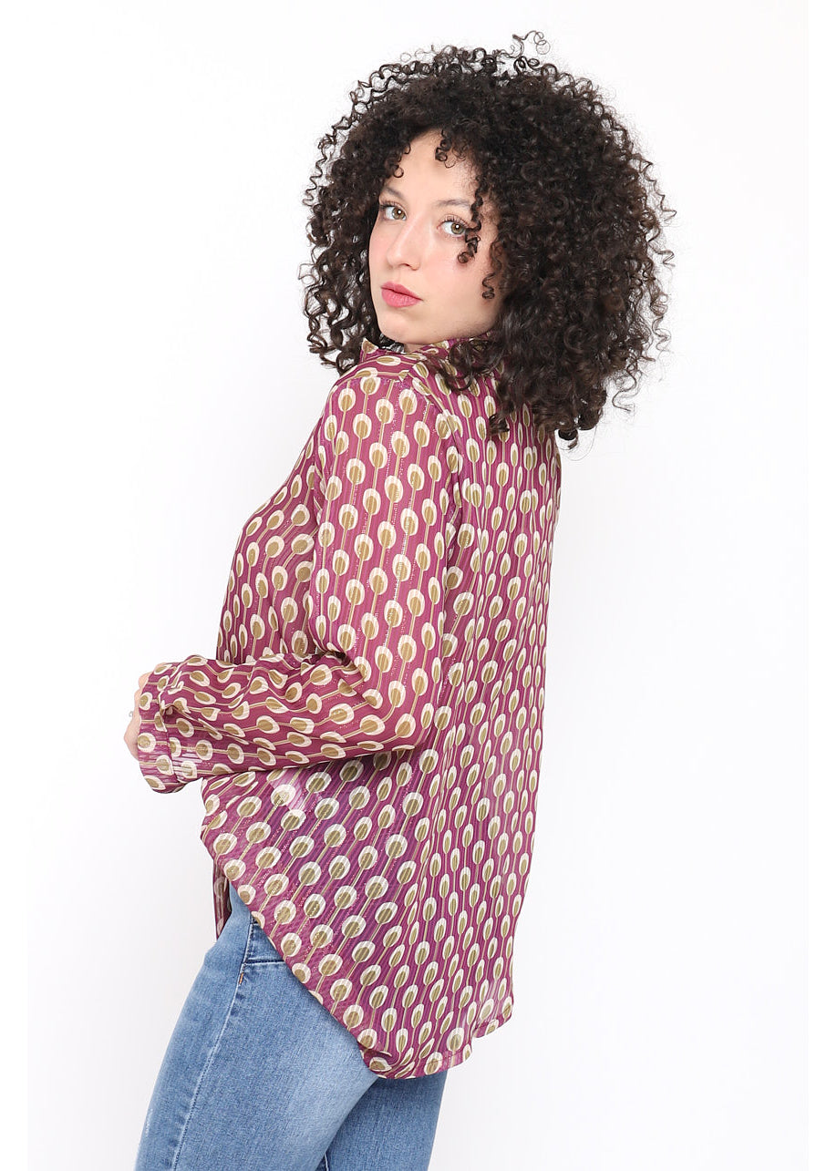 Camicia stampa geometrica con lurex