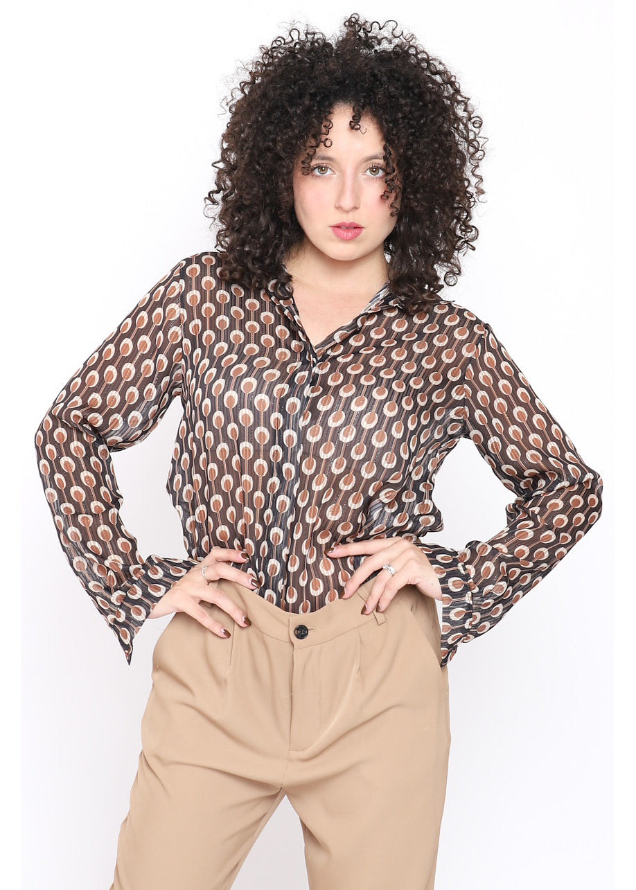 Camicia stampa geometrica con lurex