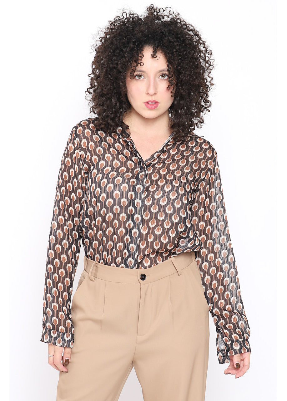 Camicia stampa geometrica con lurex