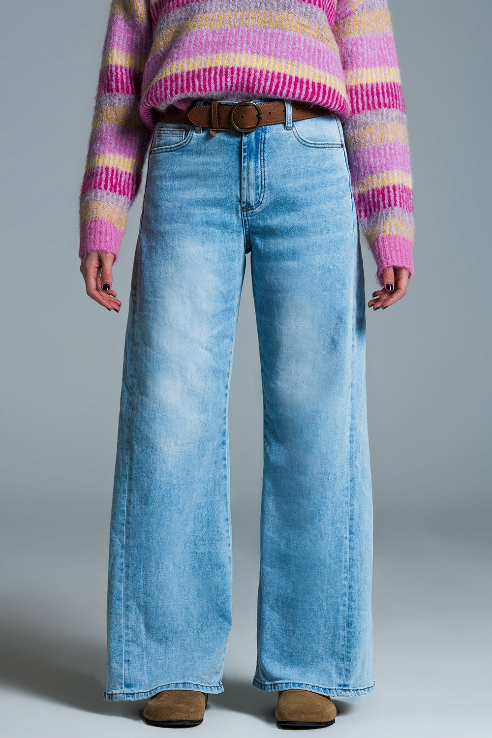 Jeans wide leg in cotone