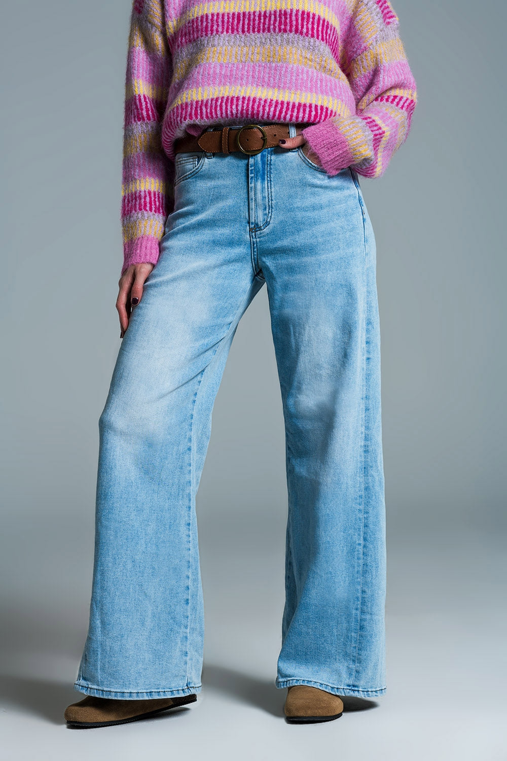 Jeans wide leg in cotone
