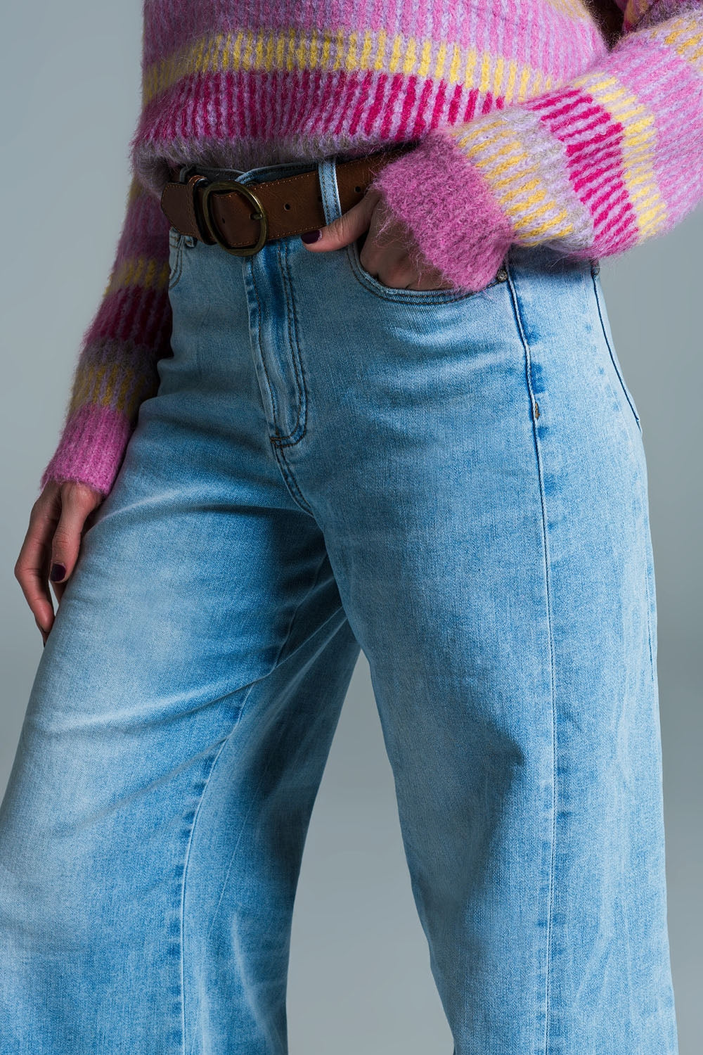 Jeans wide leg in cotone