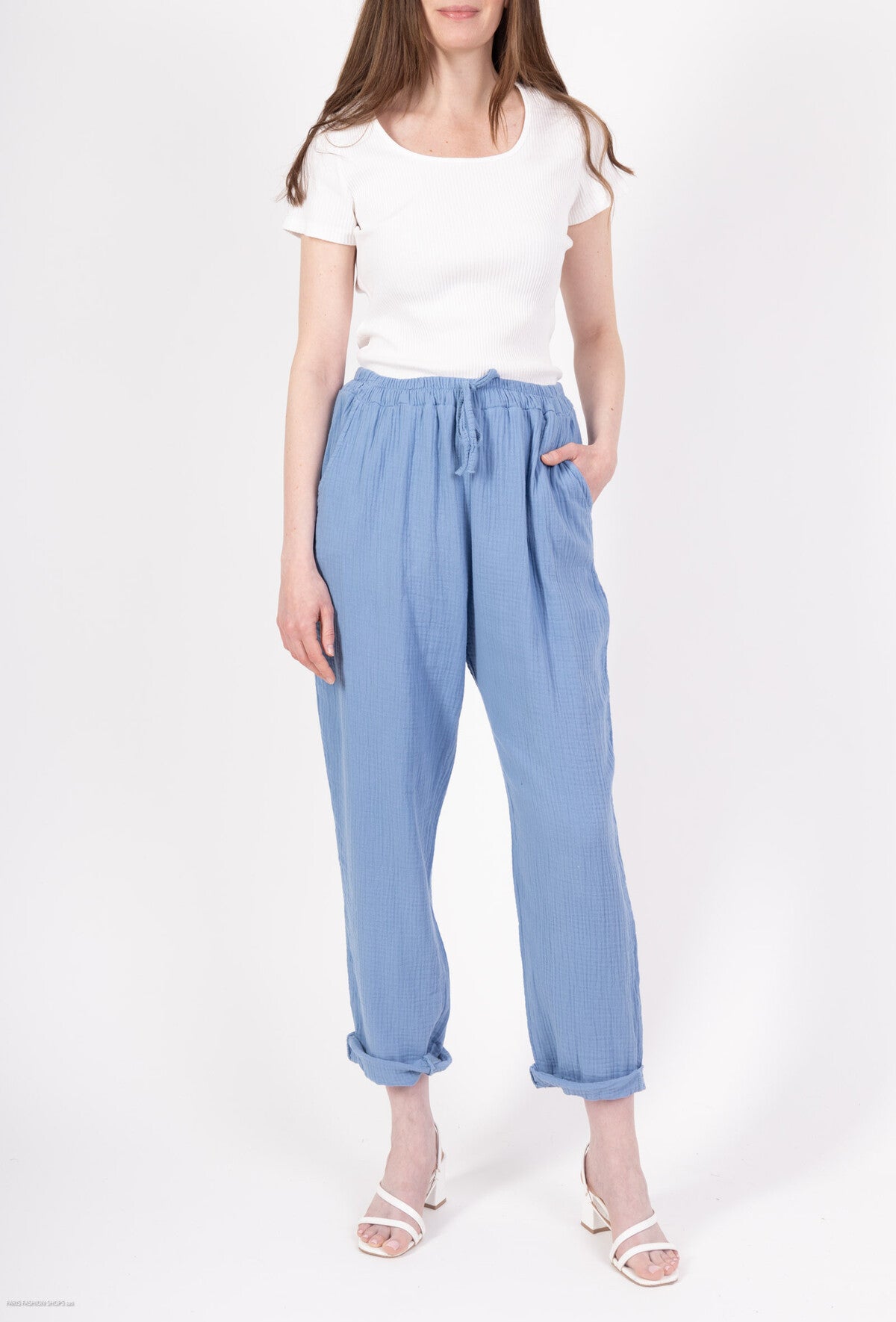 Pantaloni in garza di cotone