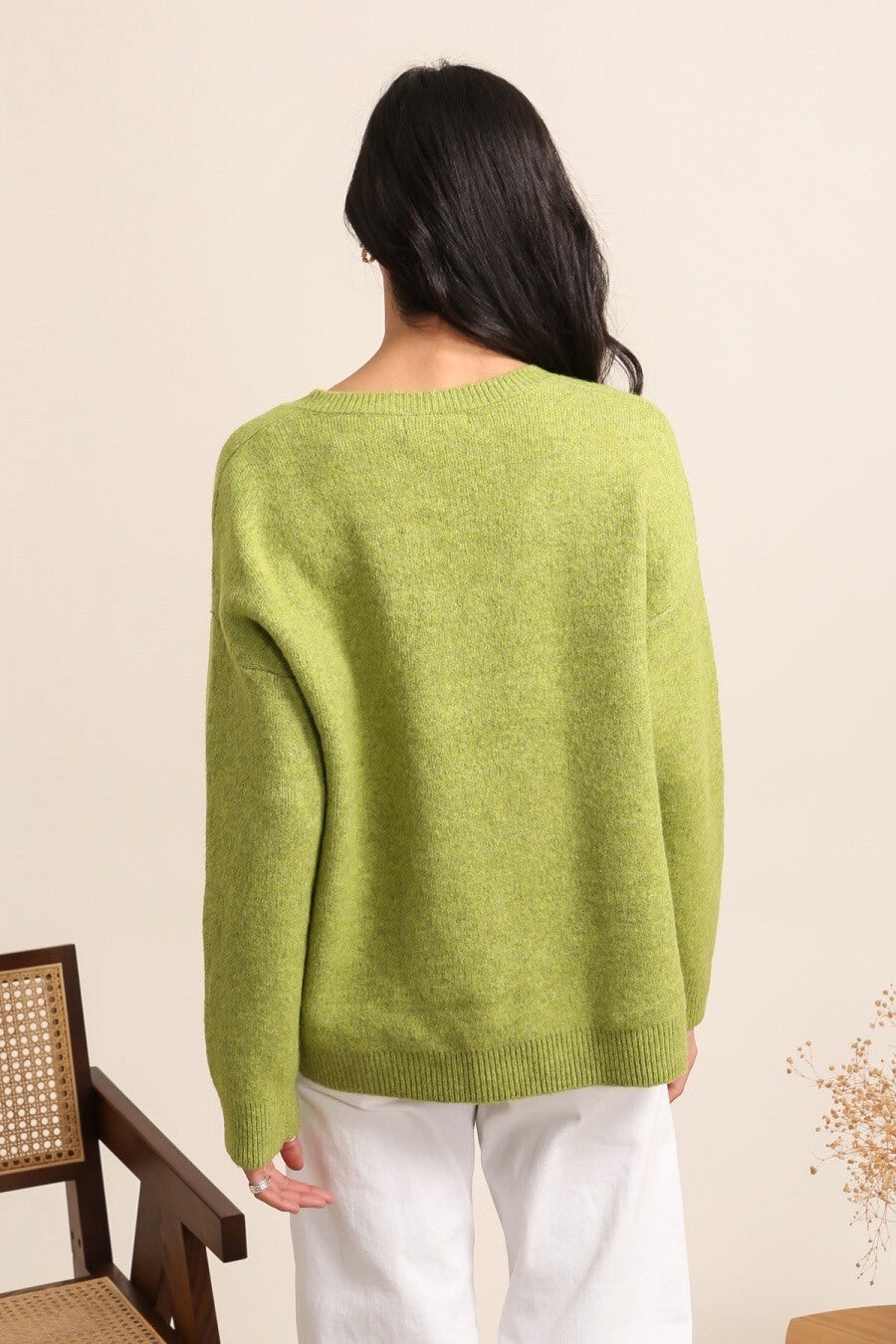Rayon and Cashmere V-Neck Sweater