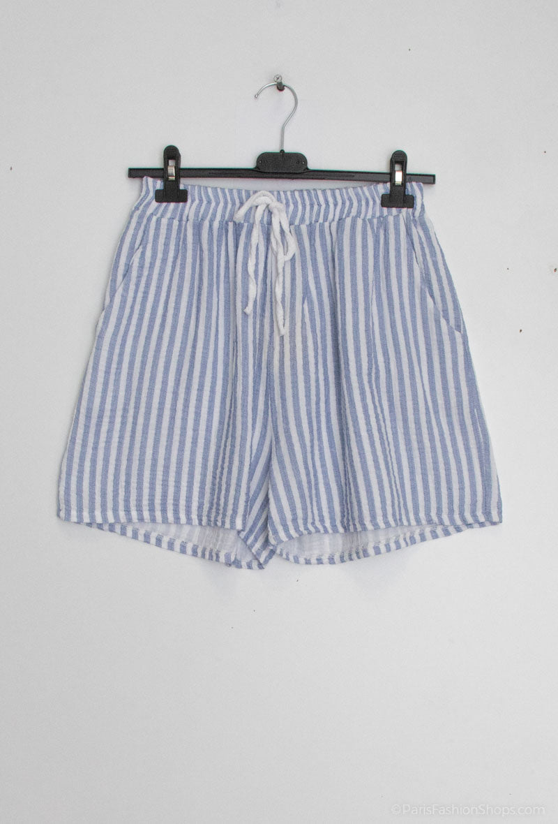 Pantaloncini rigati in cotone