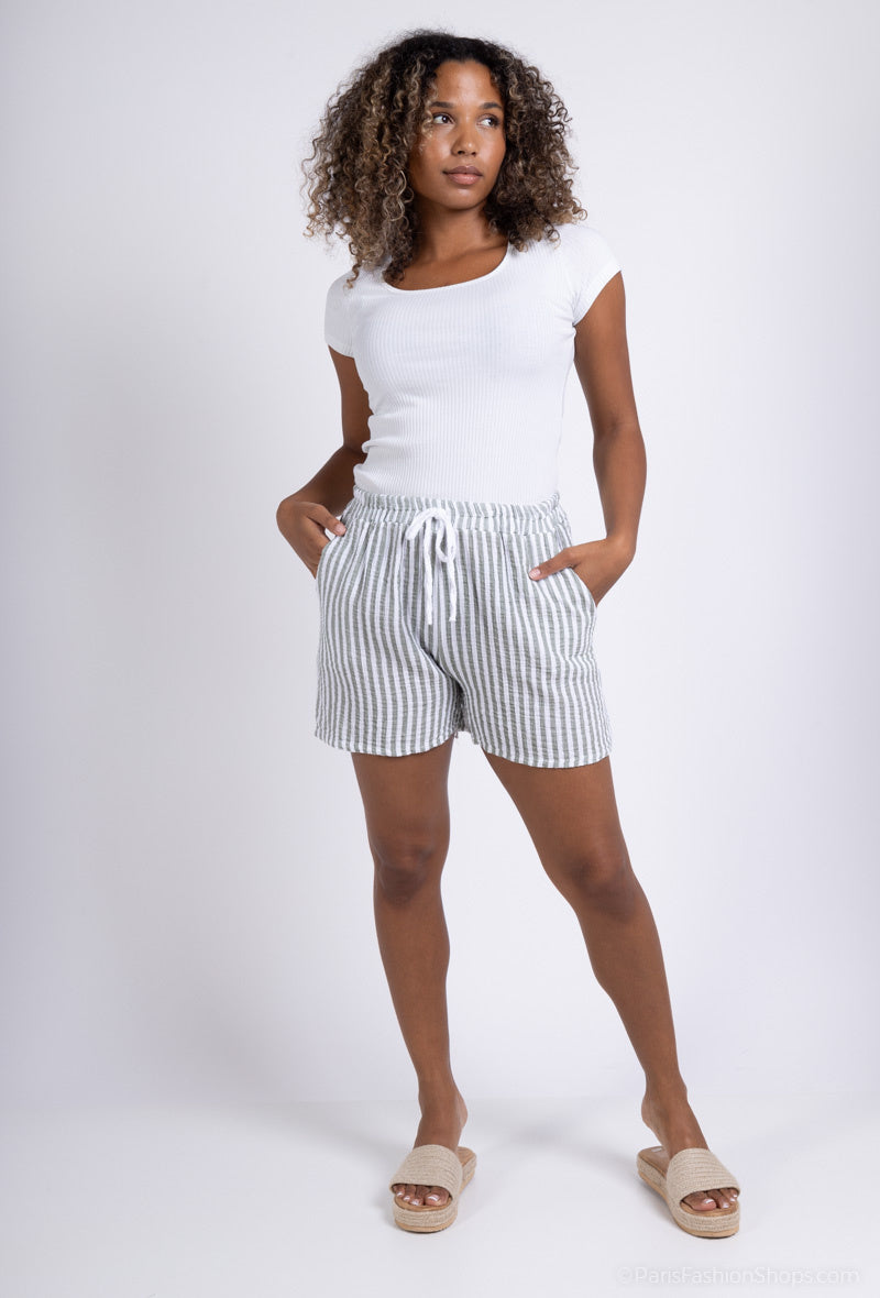 Pantaloncini rigati in cotone