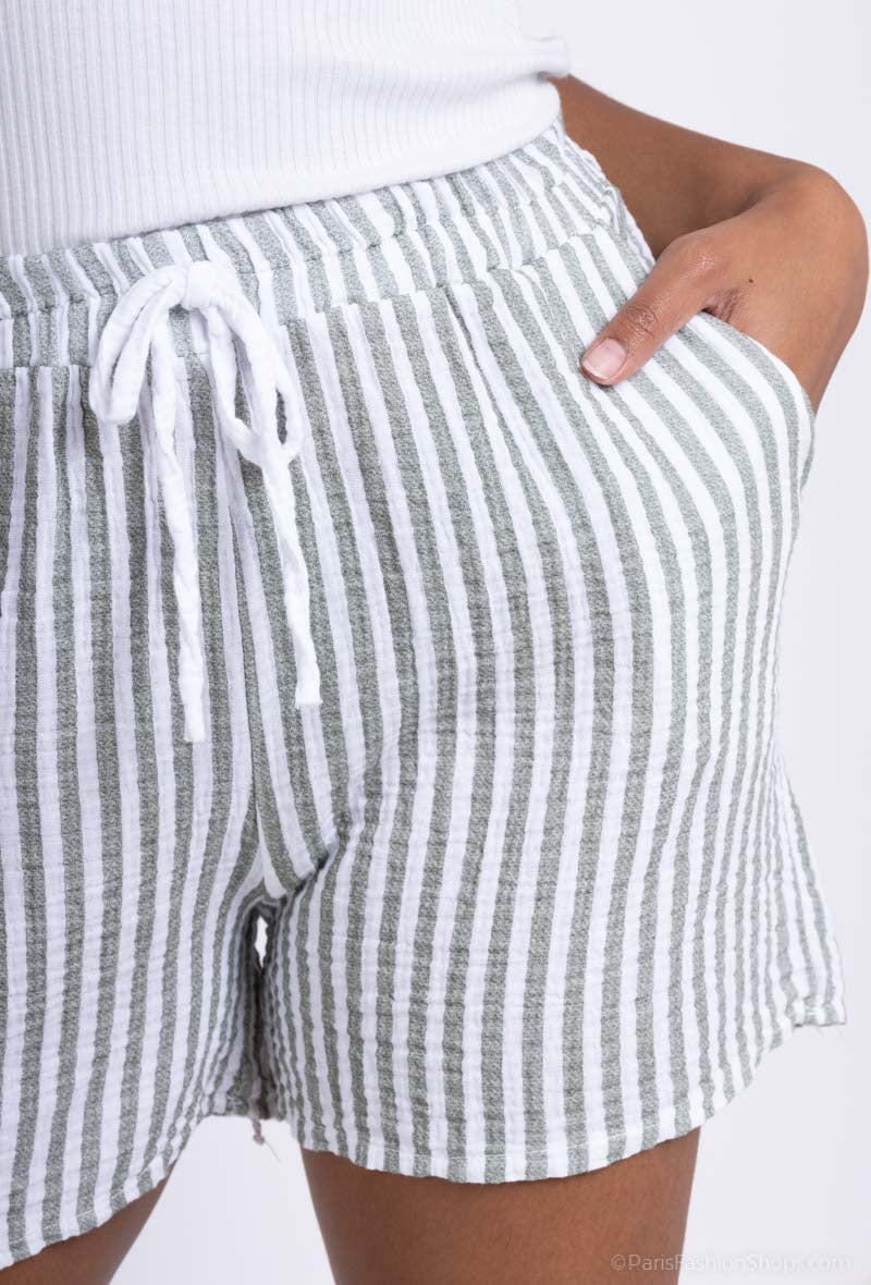 Pantaloncini rigati in cotone