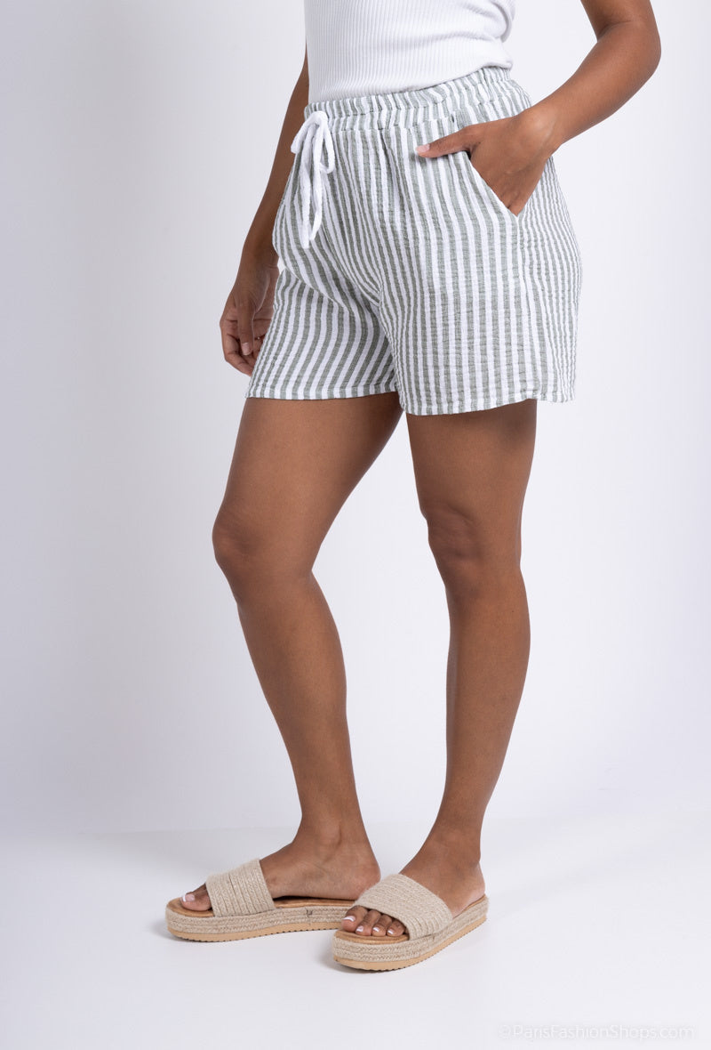 Pantaloncini rigati in cotone