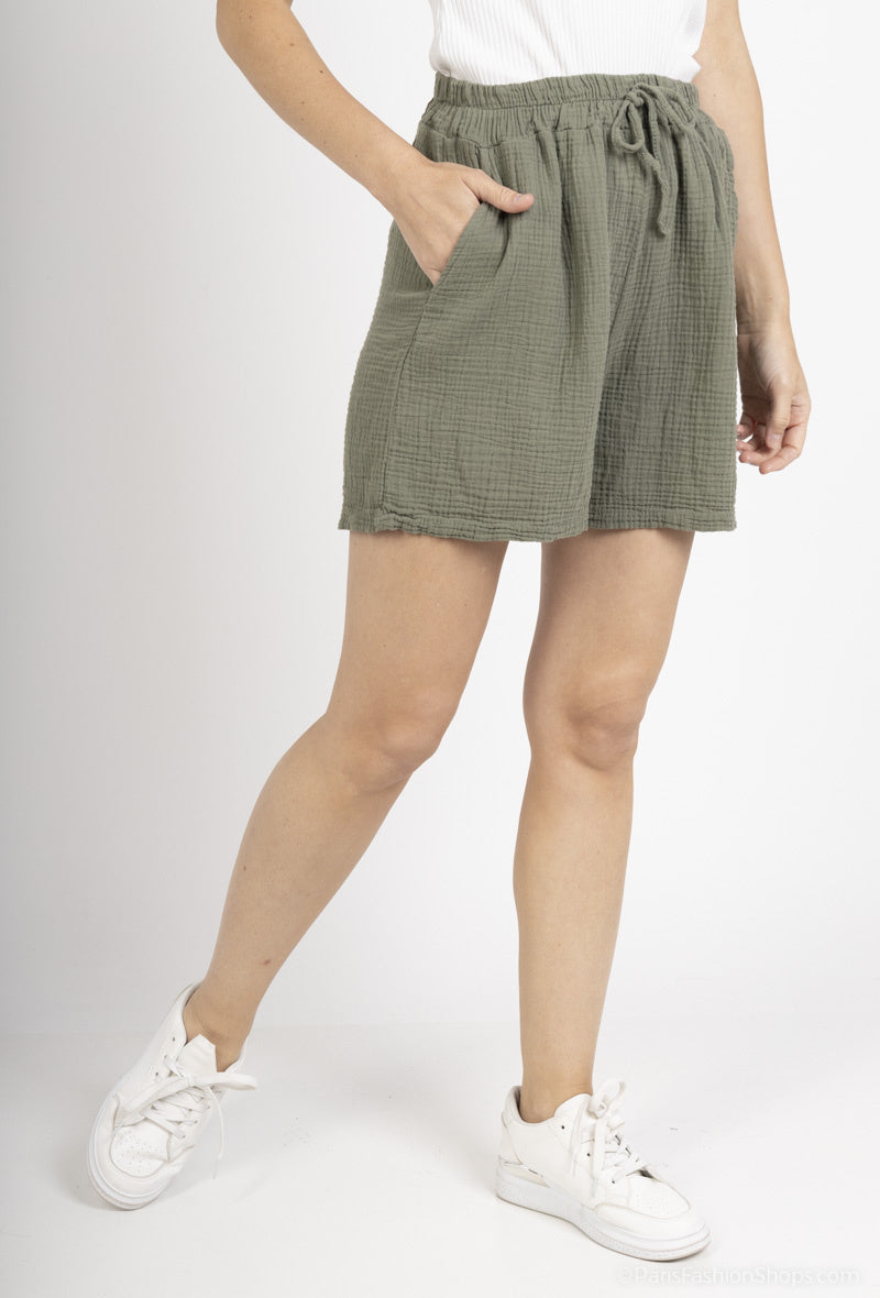 Pantaloncini in garza di cotone