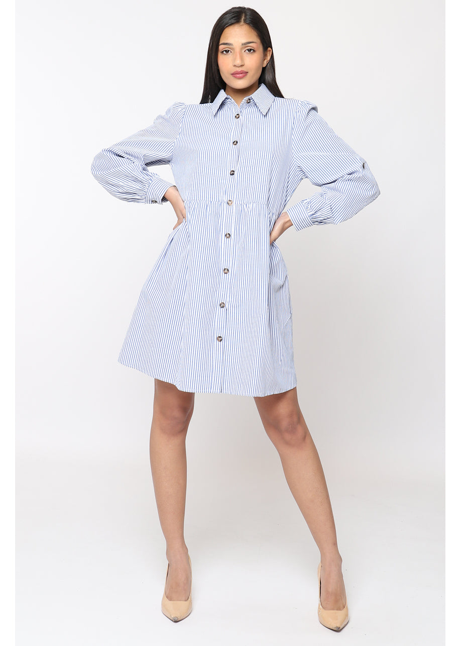 Striped cotton pinafore dress