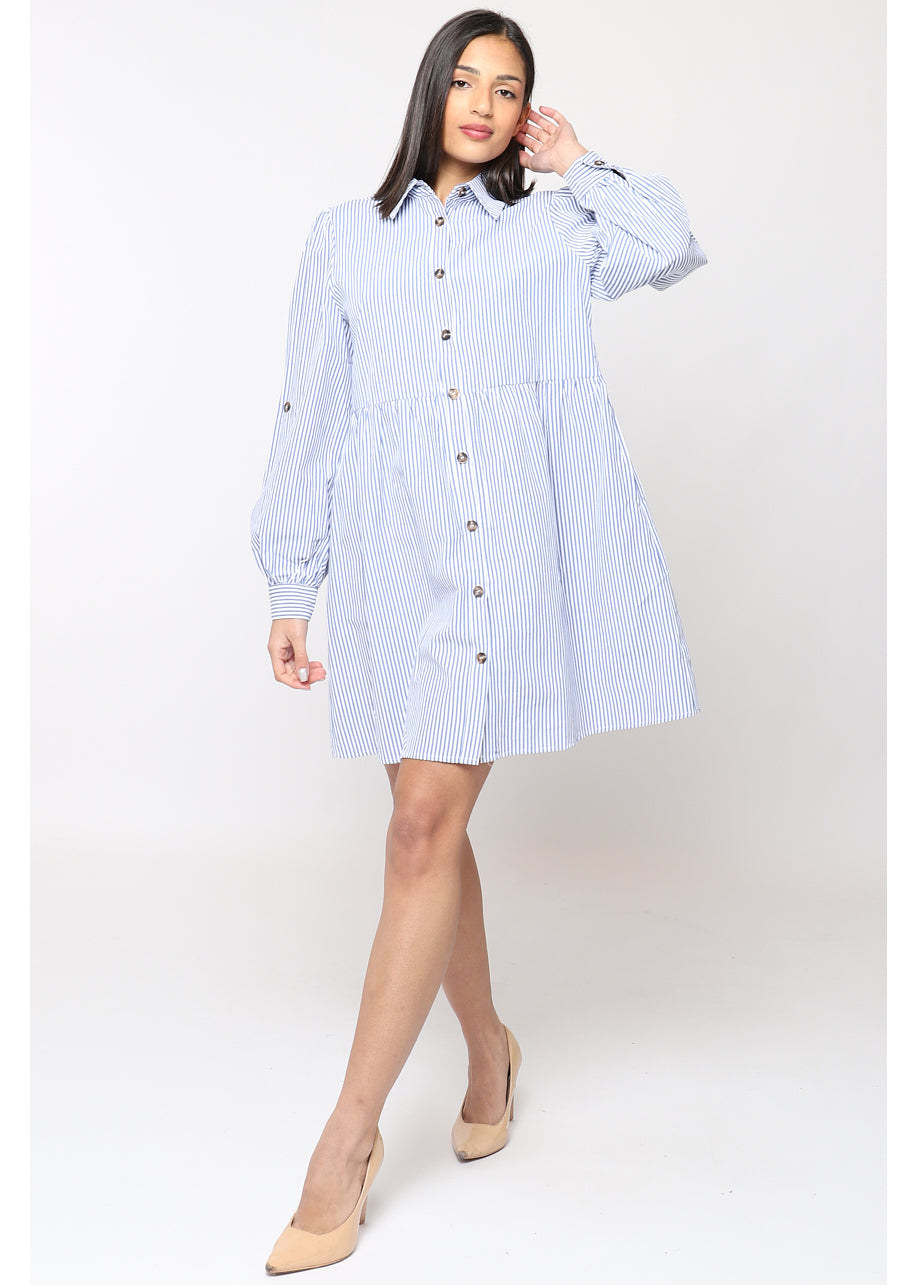 Striped cotton pinafore dress
