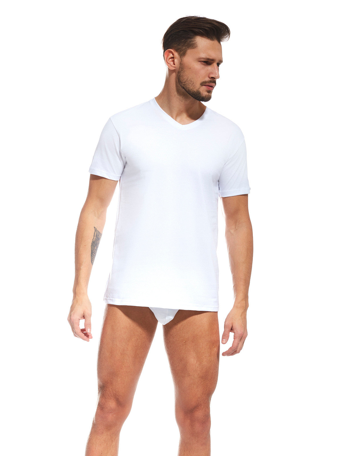 T-shirt scollo a V in 100% cotone - AUTHENTIC