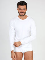 Long sleeve crew-neck t-shirt - Made in Italy - FLEECE COTTON