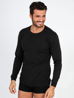 Long sleeve crew-neck t-shirt - Made in Italy - FLEECE COTTON
