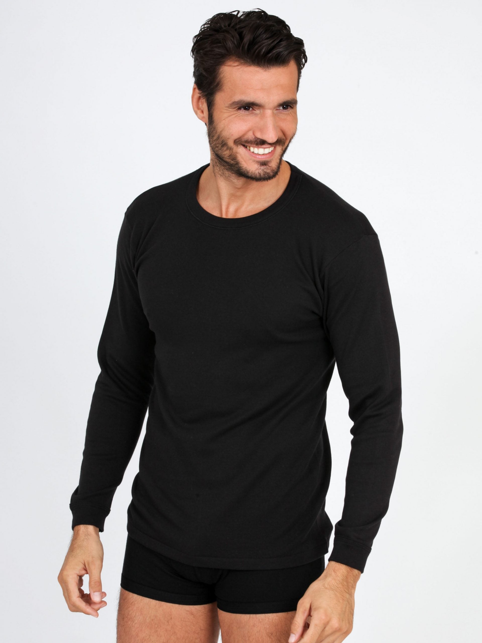 T-shirt girocollo manica lunga - Made in Italy - COTONE FELPATO