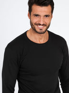 Long sleeve crew-neck t-shirt - Made in Italy - FLEECE COTTON
