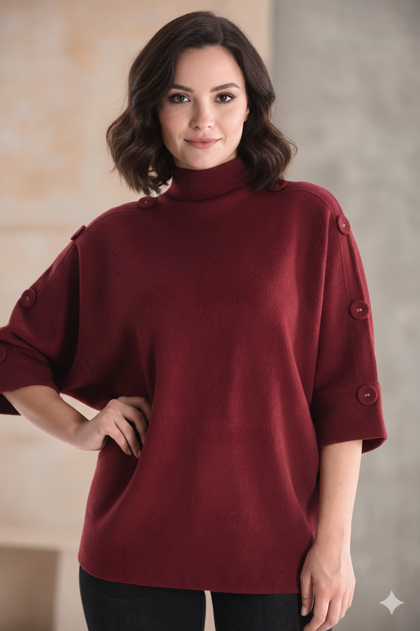 Maglia con maniche a 3/4 con bottoni