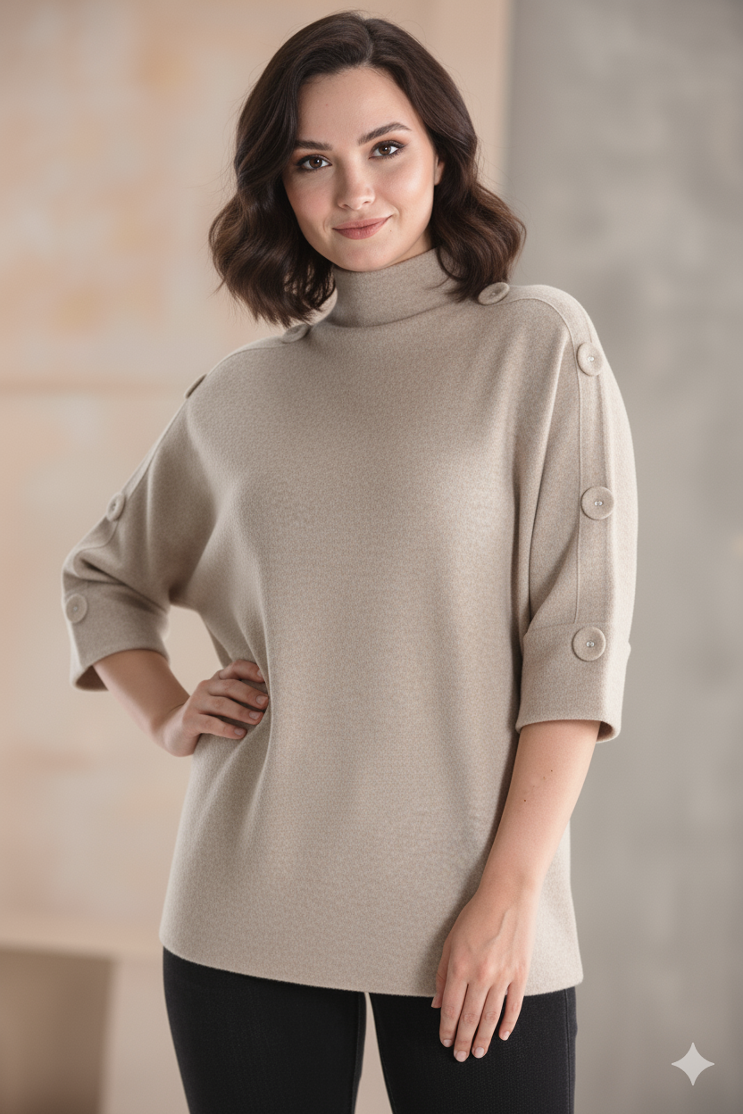 Maglia con maniche a 3/4 con bottoni