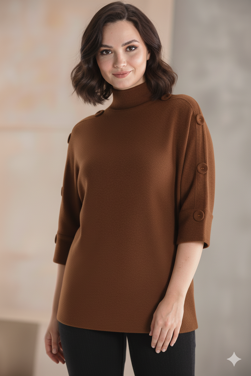 Maglia con maniche a 3/4 con bottoni