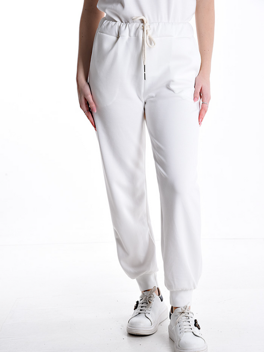 Sports trousers with elasticated viscose drawstring